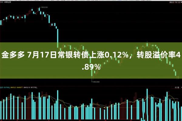 金多多 7月17日常银转债上涨0.12%，转股溢价率4.89%